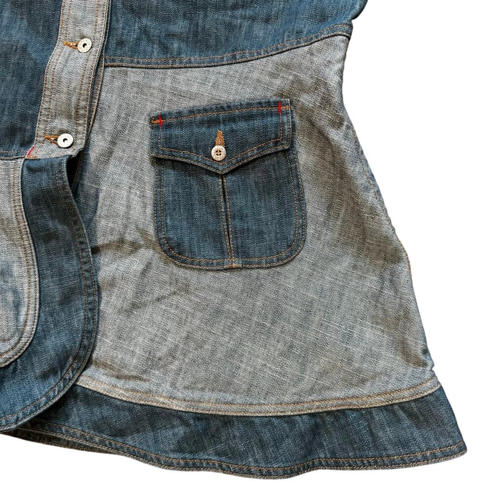 Oilily Y2K Denim Cargo Patchwork Button Down Artsy Fairy Skirt Floral Whimsy 6 - Picture 9 of 11